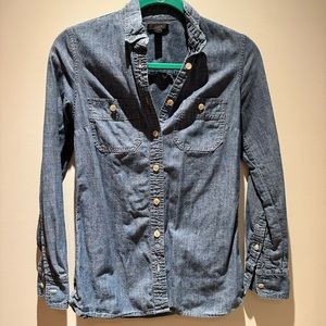 J crew chambray button down shirt size 0